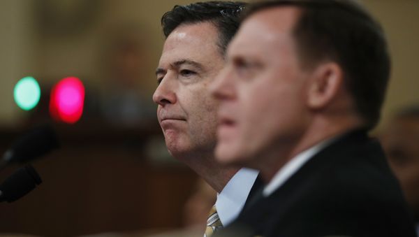 FBI Director James Comey, left, joined by National Security Agency Director Michael Rogers, right, testifies on Capitol Hill in Washington, Monday, March 20, 2017, before the House Intelligence Committee hearing on allegations of Russian interference in the 2016 U.S. presidential election FBI Director James Comey, left, joined by National Security Agency Director Michael Rogers, right, testifies on Capitol Hill in Washington, Monday, March 20, 2017, before the House Intelligence Committee hearing on allegations of Russian interference in the 2016 U.S. presidential election - Sputnik International