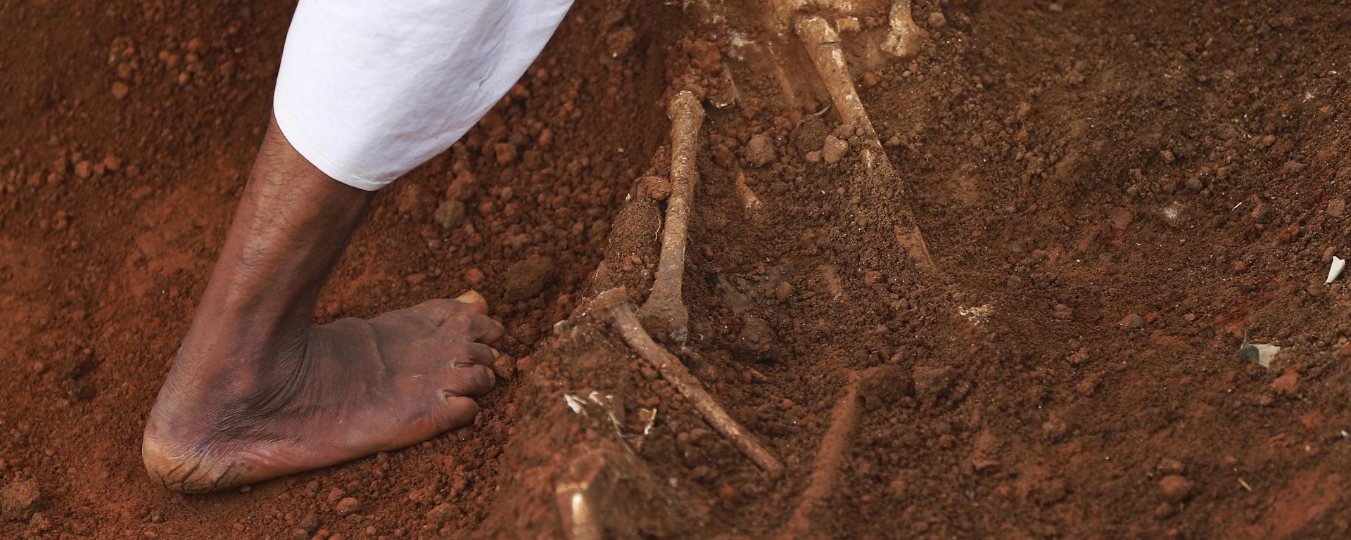 In this Jan 2, 2013 photo, a hospital worker walks by a partially excavated skeleton, at a mass grave found inside the premises of a government hospital in Matale, about 140 kilometers (about 88 miles) north east of Colombo, Sri Lanka. In this Jan 2, 2013 photo, a hospital worker walks by a partially excavated skeleton, at a mass grave found inside the premises of a government hospital in Matale, about 140 kilometers (about 88 miles) north east of Colombo, Sri Lanka. - Sputnik International, 1920, 15.02.2020