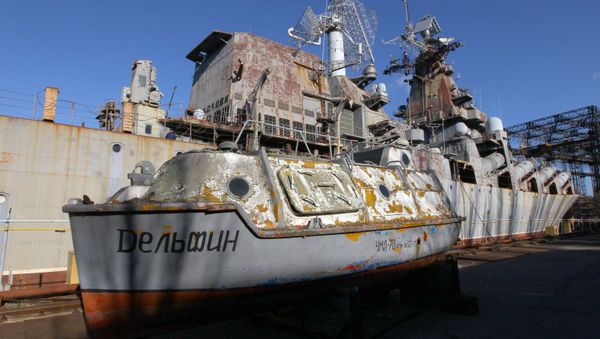 Missile cruiser Ukraine at the Nikolayev Shipbuilding Yard in Ukraine Missile cruiser Ukraine at the Nikolayev Shipbuilding Yard in Ukraine - Sputnik International