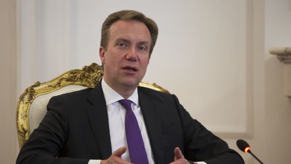 Norwegian Minister of Foreign Affairs Borge Brende speaks to media during a meeting with Kosovo's president Hashim Thaci in Kosovo capital Pristina on Tuesday, Feb 14, 2017 - Sputnik International