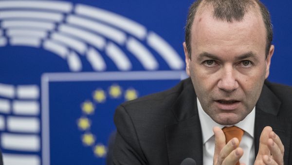 Chairman of the European People's Party group of the European Parliament Manfred Weber gestures during a press briefing in European Parliament in Strasbourg, eastern France, Tuesday, March 14, 2017. - Sputnik International