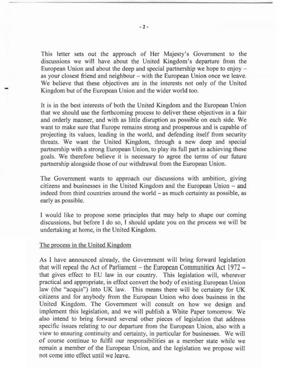 Prime Minister letter to European Council President Donald Tusk (2) Prime Minister letter to European Council President Donald Tusk (2) - Sputnik International