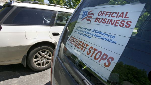 A sign marks the vehicle of a census enumerator during Census training in Dummerston, Vt., Tuesday, May 19, 2009 - Sputnik International