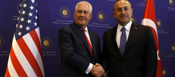 U.S. Secretary of State Rex Tillerson meets with Turkish Foreign Minister Mevlut Cavusoglu in Ankara, Turkey, March 30, 2017. U.S. Secretary of State Rex Tillerson meets with Turkish Foreign Minister Mevlut Cavusoglu in Ankara, Turkey, March 30, 2017. - Sputnik International