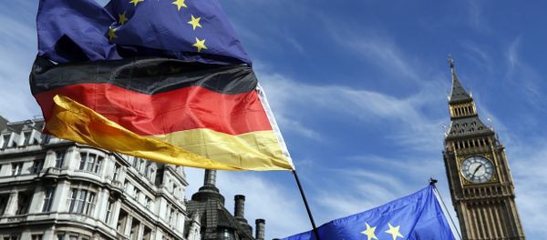 Anti Brexit campaigners carry a Germany flag and European flags outside Britain's parliament in London, Saturday March 25, 2017. Anti Brexit campaigners carry a Germany flag and European flags outside Britain's parliament in London, Saturday March 25, 2017. - Sputnik International