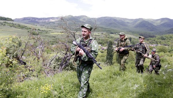 Patrolling the Georgian -- South Ossetian border in Disev village. Patrolling the Georgian -- South Ossetian border in Disev village. - Sputnik International