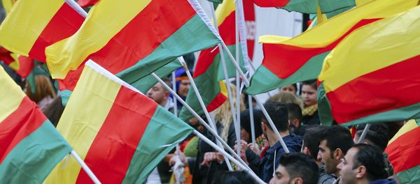 People carry flags during a demonstration organised by Kurds, in Frankfurt, Germany, March 18, 2017 People carry flags during a demonstration organised by Kurds, in Frankfurt, Germany, March 18, 2017 - Sputnik International