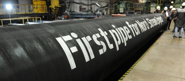 A handout by Nord Stream 2 claims to show the first pipes for the Nord Stream 2 project at a plant of OMK, which is one of the three pipe suppliers selected by Nord Stream 2 AG, in Vyksa, Russia, in this undated photo provided to Reuters on March 23, 2017 - Sputnik International