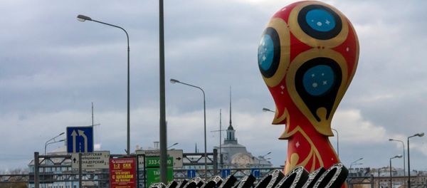2018 FIFA World Cup emblem installed in St Petersburg 2018 FIFA World Cup emblem installed in St Petersburg - Sputnik International