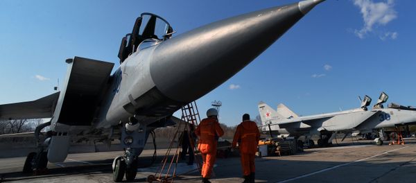 A MIG-31 interceptor, part of the aviation regiment of the Pacific Fleet's Kamchatka air base in Prymorye Territory. File photo A MIG-31 interceptor, part of the aviation regiment of the Pacific Fleet's Kamchatka air base in Prymorye Territory. File photo - Sputnik International