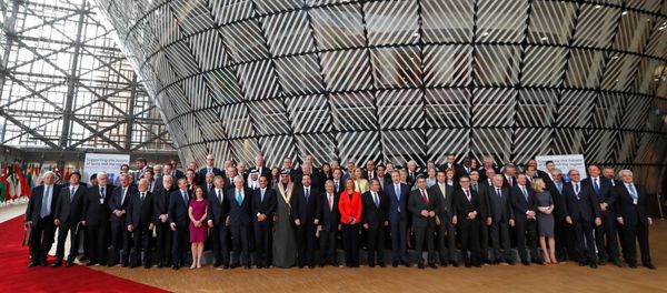Foreign Ministers and officials pose for a group photo as they take part in an international conference on the future of Syria and the region, in Brussels, Belgium, April 5, 2017. Foreign Ministers and officials pose for a group photo as they take part in an international conference on the future of Syria and the region, in Brussels, Belgium, April 5, 2017. - Sputnik International