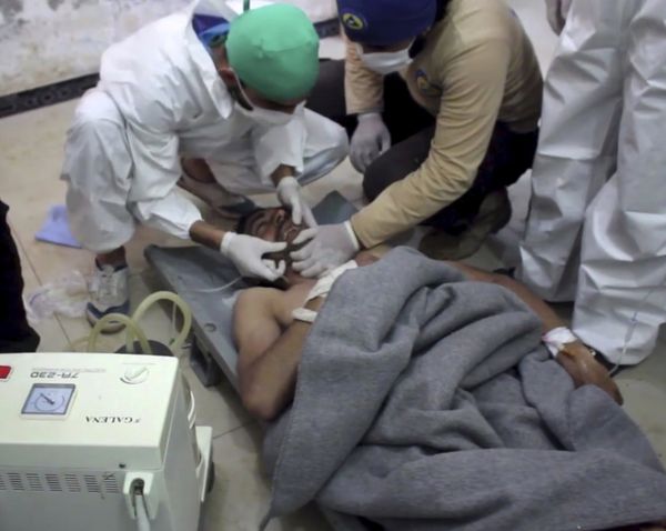 A victim of a suspected chemical attack as he receives treatment at a makeshift hospital, in the town of Khan Sheikhoun, northern Idlib province, Syria. File photo A victim of a suspected chemical attack as he receives treatment at a makeshift hospital, in the town of Khan Sheikhoun, northern Idlib province, Syria. File photo - Sputnik International