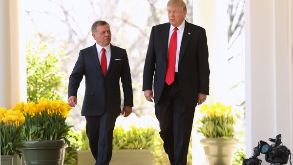 President Donald Trump and Jordan's King Abdullah II walk to their news conference in the Rose Garden at the White House in Washington, Wednesday, April 5, 2017 President Donald Trump and Jordan's King Abdullah II walk to their news conference in the Rose Garden at the White House in Washington, Wednesday, April 5, 2017 - Sputnik International
