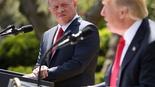 Jordan's King Abdullah II listens as President Donald Trump speaks during their news conference in the Rose Garden at the White House in Washington, Wednesday, April 5, 2017 - Sputnik International