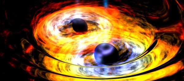 Two black holes on way to becoming one artist concept Two black holes on way to becoming one artist concept - Sputnik International