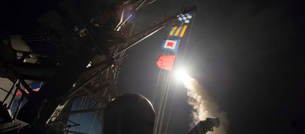 U.S. Navy guided-missile destroyer USS Ross (DDG 71) fires a tomahawk land attack missile in Mediterranean Sea which U.S. Defense Department said was a part of cruise missile strike against Syria on April 7, 2017. U.S. Navy guided-missile destroyer USS Ross (DDG 71) fires a tomahawk land attack missile in Mediterranean Sea which U.S. Defense Department said was a part of cruise missile strike against Syria on April 7, 2017. - Sputnik International