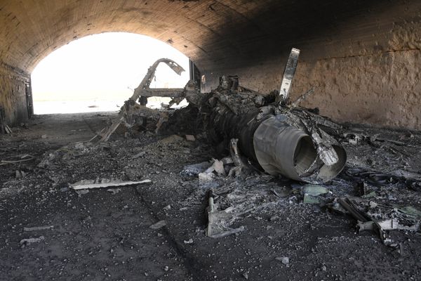 The body of a plane burned as a result of the US missile attack on an air base in Syria. File photo  - Sputnik International