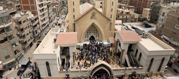 A general view is seen as Egyptians gather by a Coptic church that was bombed on Sunday in Tanta, Egypt, April 9, 2017 A general view is seen as Egyptians gather by a Coptic church that was bombed on Sunday in Tanta, Egypt, April 9, 2017 - Sputnik International