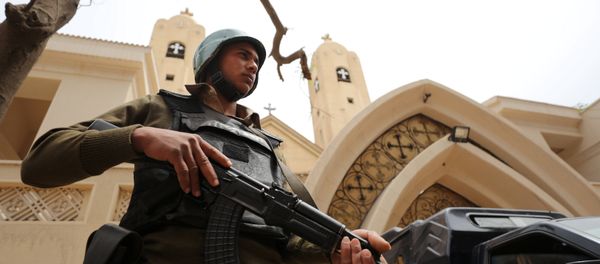 An armed policeman secures the Coptic church that was bombed on Sunday in Tanta, Egypt April 10, 2017 An armed policeman secures the Coptic church that was bombed on Sunday in Tanta, Egypt April 10, 2017 - Sputnik International