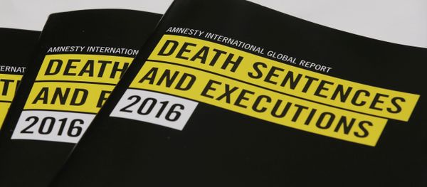 In this Monday, April 10, 2017 photo, the copies of reports on the death penalty are displayed during a press conference of Amnesty International in Hong Kong. - Sputnik International