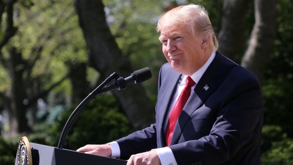 US President Donald Trump speaks during a swearing in ceremony for Judge Gorsuch as an associate justice of the Supreme Court in the Rose Garden of the White House in Washington, US, April 10, 2017. - Sputnik International