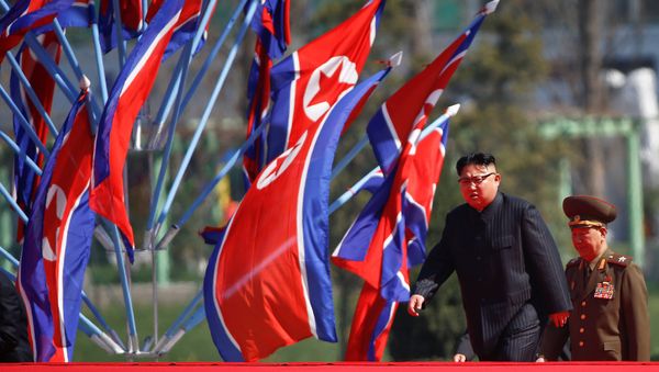 North Korean leader Kim Jong Un arrives for an opening ceremony of a newly constructed residential complex in Ryomyong street in Pyongyang, North Korea April 13, 2017. North Korean leader Kim Jong Un arrives for an opening ceremony of a newly constructed residential complex in Ryomyong street in Pyongyang, North Korea April 13, 2017. - Sputnik International