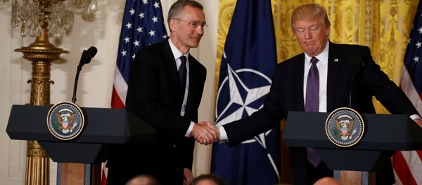 U.S. President Donald Trump (R) and NATO Secretary General Jens Stoltenberg shake hands during a joint news conference in the East Room at the White House in Washington, U.S., April 12, 2017. U.S. President Donald Trump (R) and NATO Secretary General Jens Stoltenberg shake hands during a joint news conference in the East Room at the White House in Washington, U.S., April 12, 2017. - Sputnik International