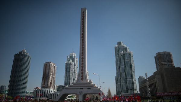 Korean People's Army soldiers and city residents at a ceremony to open a new residential area on Ryomyong Street in Pyongyang. Korean People's Army soldiers and city residents at a ceremony to open a new residential area on Ryomyong Street in Pyongyang. - Sputnik International