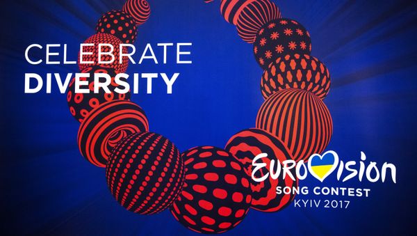 Logo of the Eurovision 2017 song contest at the semi-final allocation draw in Kiev. Logo of the Eurovision 2017 song contest at the semi-final allocation draw in Kiev. - Sputnik International