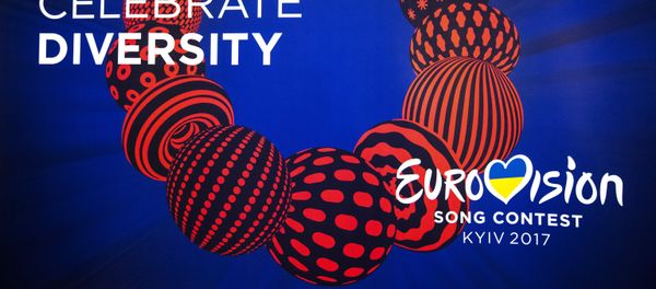 Logo of the Eurovision 2017 song contest at the semi-final allocation draw in Kiev. Logo of the Eurovision 2017 song contest at the semi-final allocation draw in Kiev. - Sputnik International