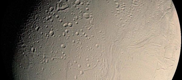 Small inner moon of Saturn, Enceladus seen here in a mosaic of Voyager 2. (File) Small inner moon of Saturn, Enceladus seen here in a mosaic of Voyager 2. (File) - Sputnik International