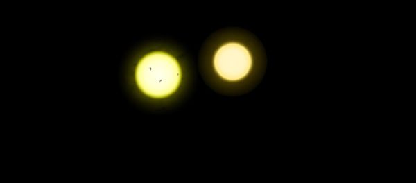 The Sun (left) is both larger and somewhat hotter than the less active Tau Ceti (right) The Sun (left) is both larger and somewhat hotter than the less active Tau Ceti (right) - Sputnik International