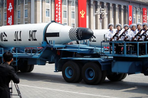 Military vehicles carry missiles with characters reading 'Pukkuksong' during a military parade marking the 105th birth anniversary of country's founding father, Kim Il Sung in Pyongyang, North Korea April 15, 2017. Military vehicles carry missiles with characters reading 'Pukkuksong' during a military parade marking the 105th birth anniversary of country's founding father, Kim Il Sung in Pyongyang, North Korea April 15, 2017. - Sputnik International