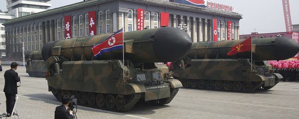 Missiles are paraded across Kim Il Sung Square during a military parade Saturday, April 15, 2017, in Pyongyang, North Korea, to celebrate the 105th birth anniversary of Kim Il Sung, the country's late founder and grandfather of current ruler Kim Jong Un. - Sputnik International
