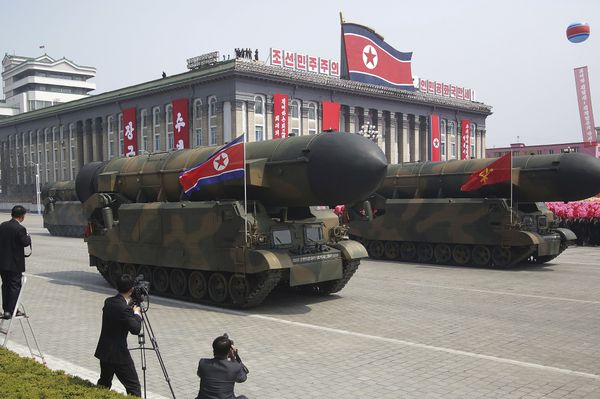 Missiles are paraded across Kim Il Sung Square during a military parade Saturday, April 15, 2017, in Pyongyang, North Korea, to celebrate the 105th birth anniversary of Kim Il Sung, the country's late founder and grandfather of current ruler Kim Jong Un. - Sputnik International