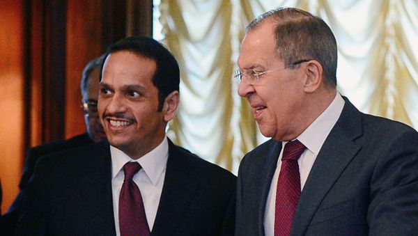 Qatar's Foreign Minister Sheikh Mohammed bin Abdulrahman bin Jassim Al-Thani and Russian Foreign Minister Sergey Lavrov - Sputnik International