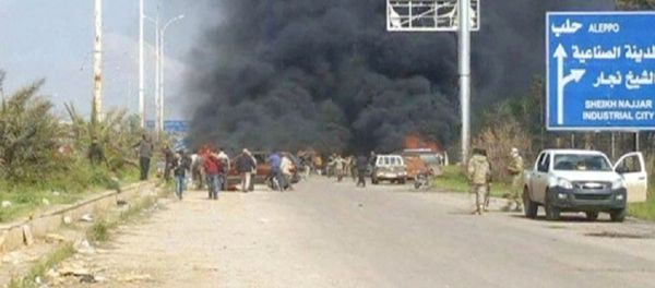 Image shows a cloud of black smoke rising from vehicles in the distance in what is said to be Aleppo's outskirts, Syria Image shows a cloud of black smoke rising from vehicles in the distance in what is said to be Aleppo's outskirts, Syria - Sputnik International