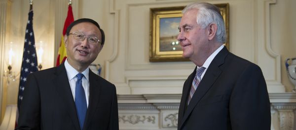 Secretary of State Rex Tillerson meets Chinese State Councilor Yang Jiechi at the State Department in Washington, Tuesday, Feb. 28, 2017 Secretary of State Rex Tillerson meets Chinese State Councilor Yang Jiechi at the State Department in Washington, Tuesday, Feb. 28, 2017 - Sputnik International