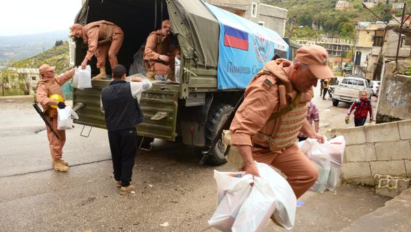 Russia sent humanitarian aid, timed to coincide with Orthodox Easter celebrations, to the residents of the Orthodox town of Muhradah in Syria's western-central Hama Governorate. - Sputnik International