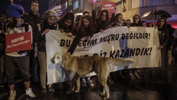 Protest following the results in a nationwide referendum in Istanbul Protest following the results in a nationwide referendum in Istanbul - Sputnik International
