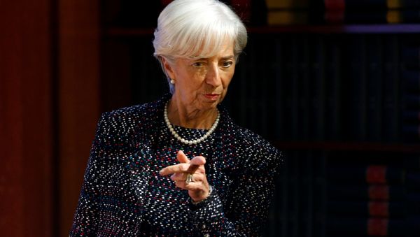International Monetary Fund (IMF) Managing Director Christine Lagarde arrives to deliver a speech at the Solvay Library in Brussels, Belgium April 12, 2017. - Sputnik International