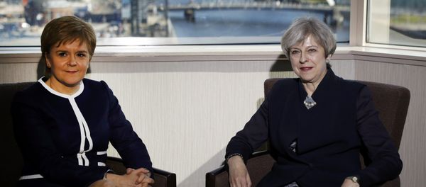 Britain's Prime Minister Theresa May and Scotland's First Minister Nicola Sturgeon meet in a hotel in Glasgow, Scotland, March 27, 2017. - Sputnik International