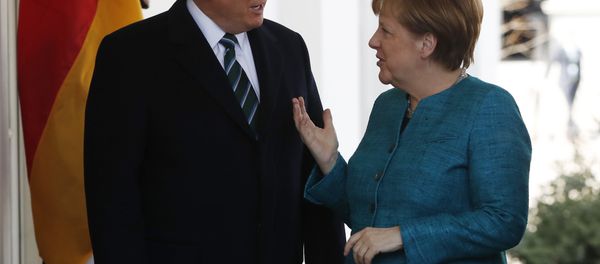President Donald Trump greets German Chancellor Angela Merkel outside the West Wing of the White House in Washington, Friday, March 17, 2017 - Sputnik International
