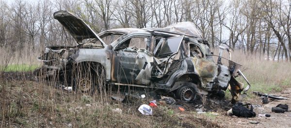 The site of the explosion of a car of the OSCE’s Special Monitoring Mission to Ukraine, near the village of Prishib in the Lugansk region. The site of the explosion of a car of the OSCE’s Special Monitoring Mission to Ukraine, near the village of Prishib in the Lugansk region. - Sputnik International
