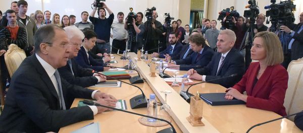 Russia's Foreign Minister Sergei Lavrov meets with European Commission's Vice President Federica Mogherini Russia's Foreign Minister Sergei Lavrov meets with European Commission's Vice President Federica Mogherini - Sputnik International