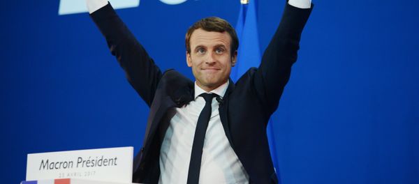 Emmanuel Macron, French presidential candidate and leader of the movement En Marche!, during a news conference following the first round of the election. Emmanuel Macron, French presidential candidate and leader of the movement En Marche!, during a news conference following the first round of the election. - Sputnik International