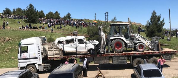 Damaged vehicles that belonged to Kurdish fighters from the People's Protection Units (YPG) are transported from their headquarters after it was hit by Turkish airstrikes in Mount Karachok near Malikiya, Syria April 25, 2017 Damaged vehicles that belonged to Kurdish fighters from the People's Protection Units (YPG) are transported from their headquarters after it was hit by Turkish airstrikes in Mount Karachok near Malikiya, Syria April 25, 2017 - Sputnik International