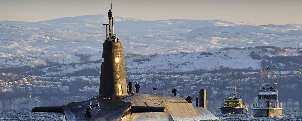 Nuclear submarine HMS Vanguard arrives back at HM Naval Base Clyde, Faslane, Scotland following a patrol Nuclear submarine HMS Vanguard arrives back at HM Naval Base Clyde, Faslane, Scotland following a patrol - Sputnik International