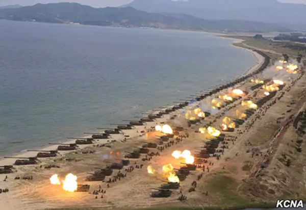 A military drill marking the 85th anniversary of the establishment of the Korean People's Army A military drill marking the 85th anniversary of the establishment of the Korean People's Army - Sputnik International