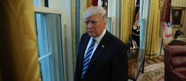 U.S. President Donald Trump stands in the Oval Office following an interview with Reuters at the White House in Washington, U.S., April 27, 2017 - Sputnik International